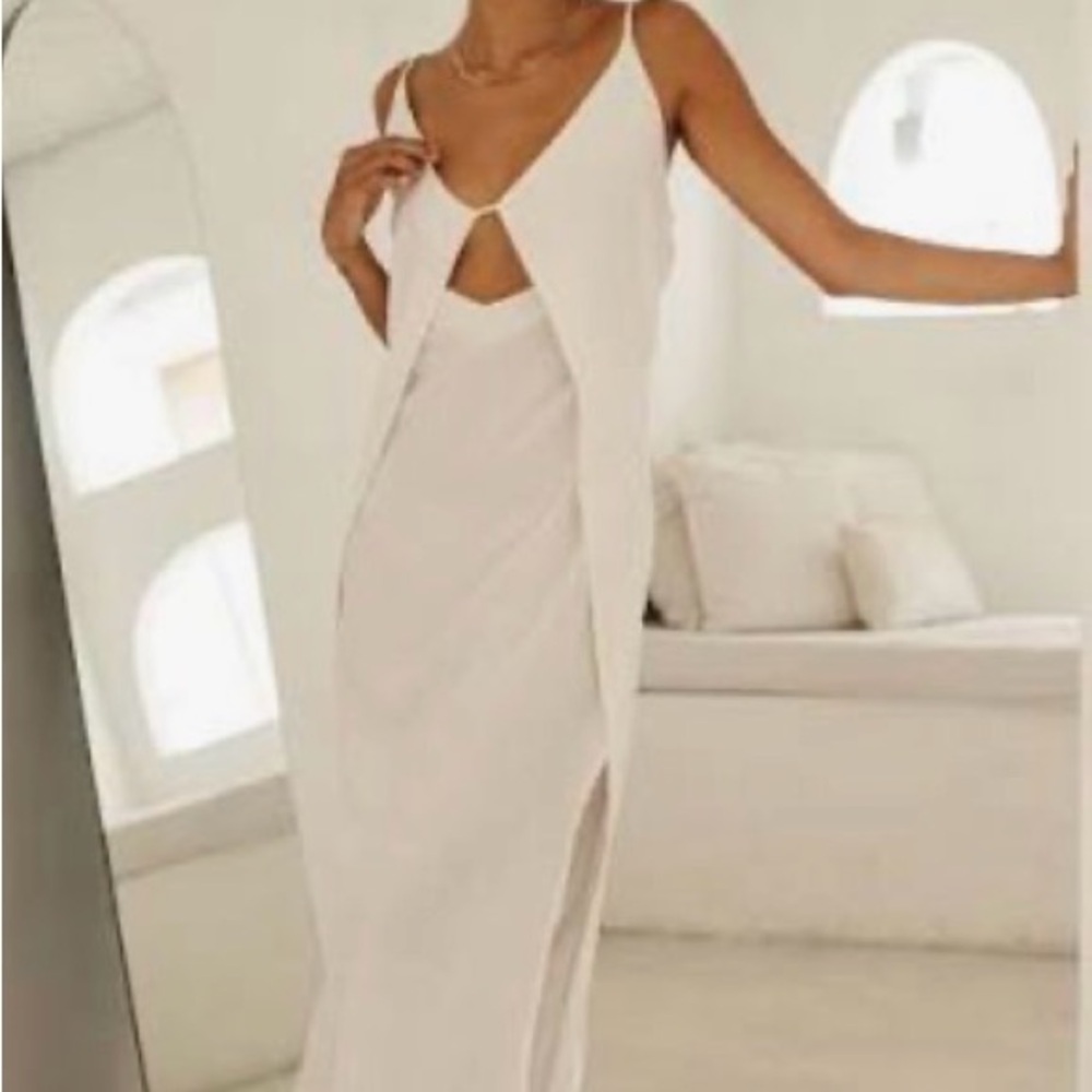 PRLA White Linen Open Back Mini Dress Size S (Altered from Midi)